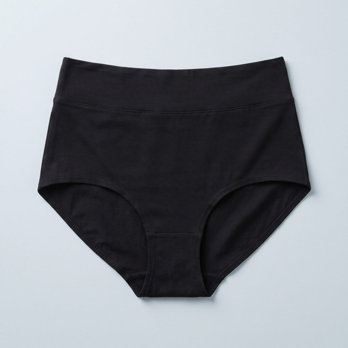 Slip lavabile per perdite urinarie a vita alta nero, vista frontale