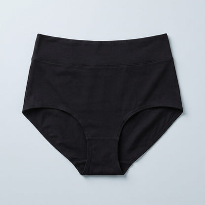 Slip lavabile per perdite urinarie a vita alta nero, vista frontale